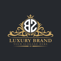 Luxury letter logo with crown initial monogram calligraphic.
