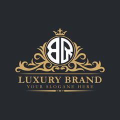 Luxury letter logo with crown initial monogram calligraphic.
