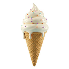 Delicious Vanilla Ice Cream Cone with Strawberries and Blueberries