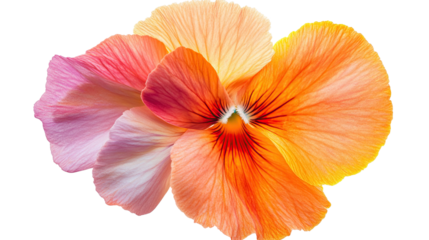 Red and orange flower petals blooming in close up isolated, beautiful nature flower on transparent background. PNG