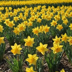 Fototapeta premium daffodils in spring, yellow daffodils in spring, yellow daffodils in the garden