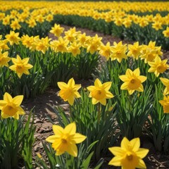 daffodils in spring, daffodils in the garden, yellow daffodils in spring