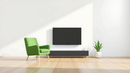Minimalist Living Room with Green Armchair
