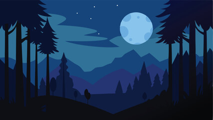 Silhouette Over Moonlit Forest