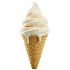 Delicious Vanilla Ice Cream Cone with Strawberries and Blueberries