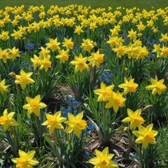 Obraz premium daffodils in the garden, yellow daffodils in the garden, yellow flowers in the garden