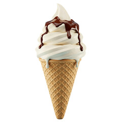 Delicious Vanilla Ice Cream Cone with Strawberries and Blueberries