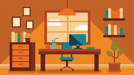 Home Office With Warm Wood Tones And Natural Light