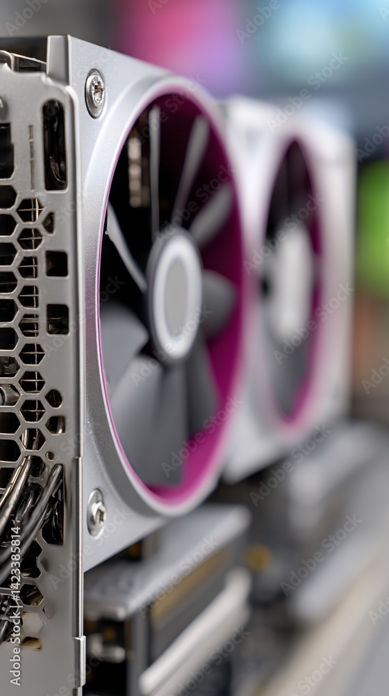 Poster close-up of dual-fan computer graphics card
