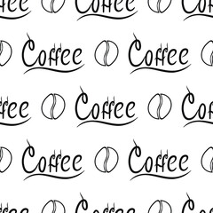 Seamless pattern with vector black cup of coffee. Can be used for making wallpaper, fabrics and other types of products