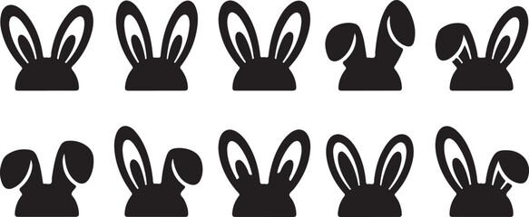 Obraz premium Vector Illustration of Various Rabbit Ears Shapes for Easter, Animal Design, and Wildlife Themed Art Projects Featuring Different Rabbit Ear