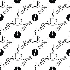 Seamless pattern with vector cup of coffee. Can be used for making wallpaper, fabrics and other types of products