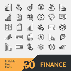 Finance and business line icons set