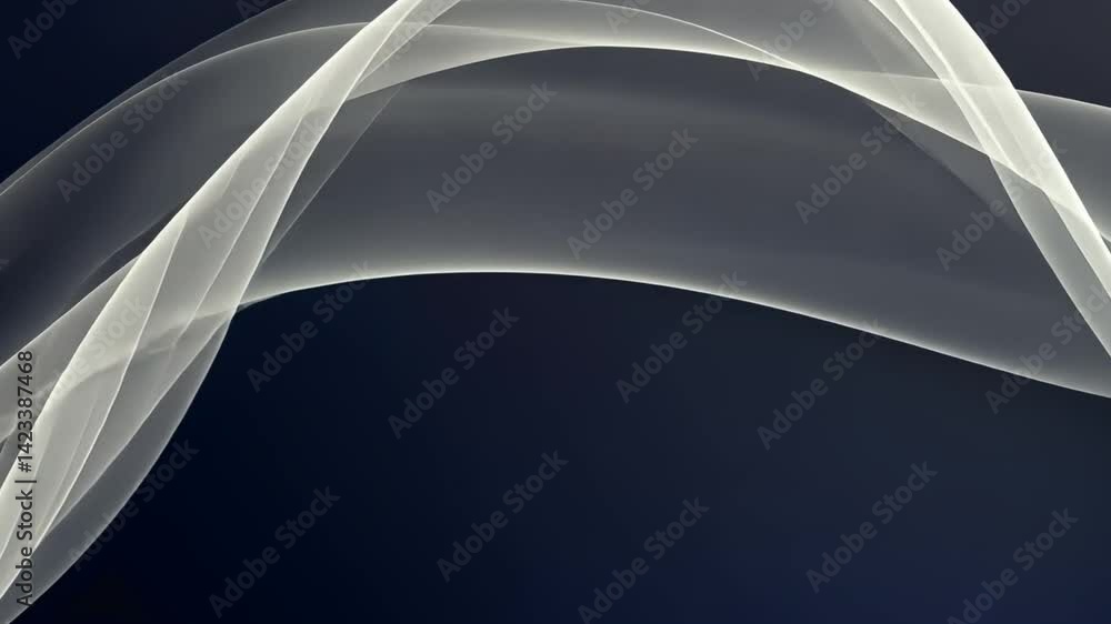 Poster smooth and flowing abstract design featuring translucent waves in shades of gray and white against d