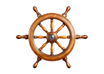steering wheel of a ship isolated on transparent background