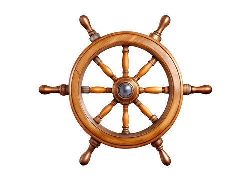 steering wheel of a ship isolated on transparent background