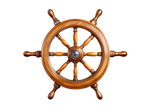 steering wheel of a ship isolated on transparent background