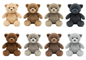 Adorable Plush Teddy Bears: Variety of Colors and Styles on Transparent  background