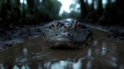 Fototapeta premium Wildlife, Swamp, Alligator in Mud