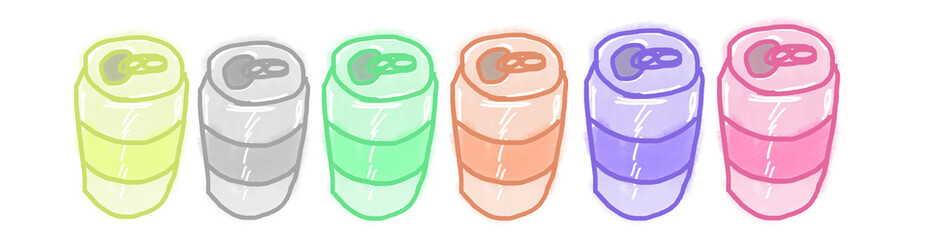 並んだ缶のイラスト（JPEG/PNG）