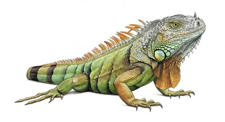Obraz premium Green iguana close up high resolution stock image