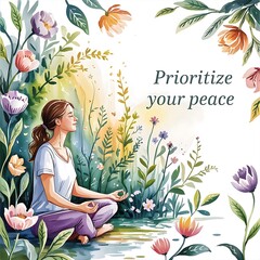 International Self Care Day, july 24, woman meditating in yoga pose style
