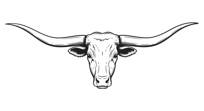 Longhorn bull head graphic illustration western ranch animal design