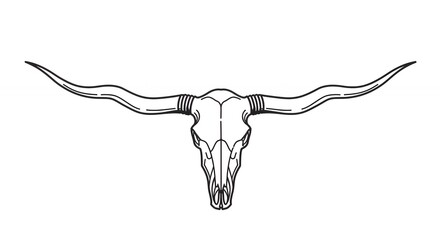 Longhorn skull line art minimalist design western animal graphic
