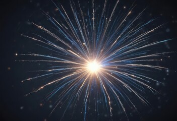 Fototapeta premium Single blue firework exploding, sharp focus, atmospheric , firework, photo, beautiful