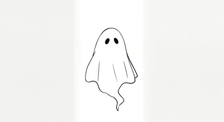 Simple line drawing ghost illustration minimalist white halloween design element