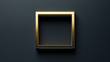 Contemporary art display featuring a minimalist golden frame and soft reflections