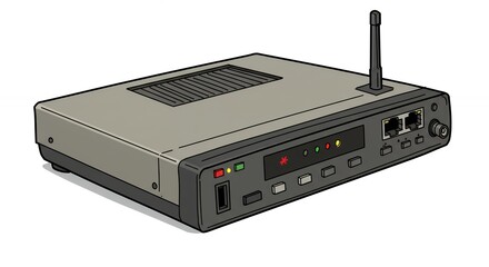 Vintage home network device illustration retro tech computer hardware digital graphic