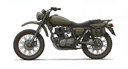 Obraz premium Vintage off road motorcycle illustration rugged olive green design