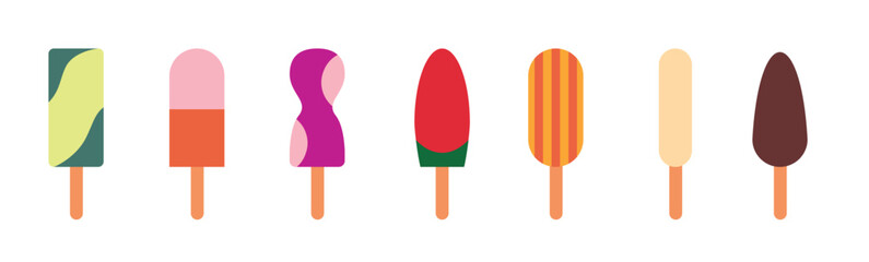 Colorful Ice Cream vector illustration set