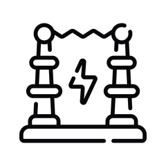 Easy to use linear style icon of electricity experiment