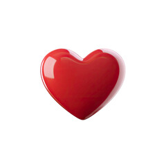 Glossy Red Heart Shape 3D Render Isolated on Transparent Background for Valentines Day