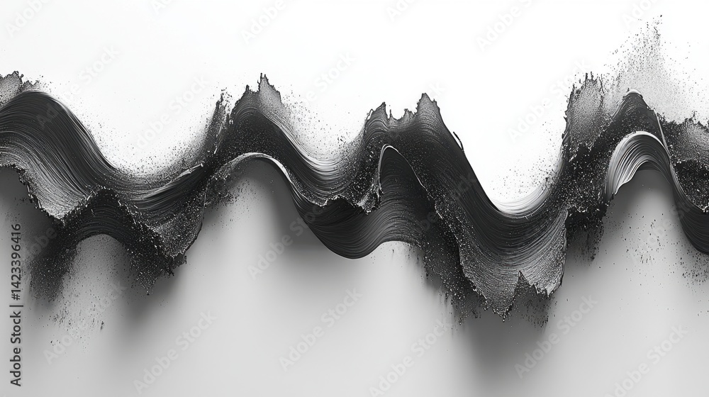 Aufkleber striking wave of black paint creating a moody abstract background with soft swirls and deep artistic