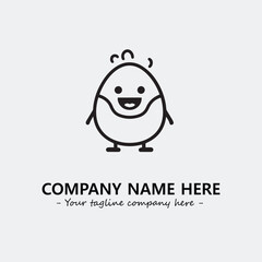 Egg cartoon illustration black and white for logo company vector image
