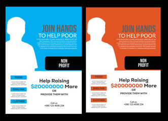 Charity Flyer It Color is Orange and Blue size is A4  Social activity and charity flyer, social media, and story bundle se
