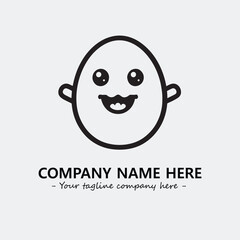 Egg cartoon illustration black and white for logo company vector image
