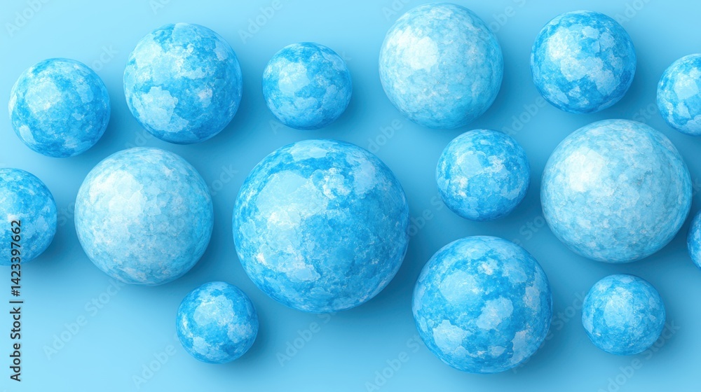 Poster colorful blue easter eggs displayed on a minimalist abstract background creating a cheerful and play
