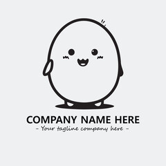 Egg cartoon illustration black and white for logo company vector image
