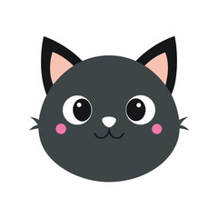 Obraz premium Adorable Cat Face Icon Minimal Line Art Vector