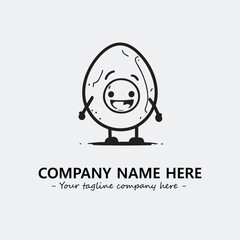 Egg cartoon illustration black and white for logo company vector image
