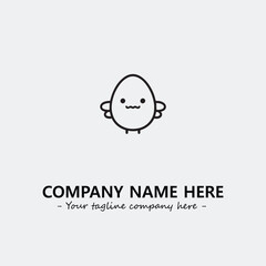 Egg cartoon illustration black and white for logo company vector image
