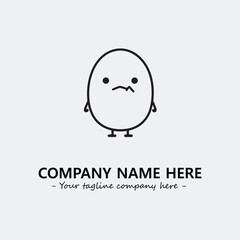 Egg cartoon illustration black and white for logo company vector image
