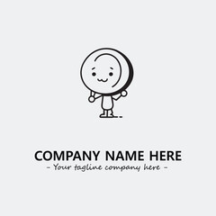 Egg cartoon illustration black and white for logo company vector image
