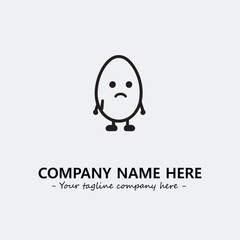 Egg cartoon illustration black and white for logo company vector image

