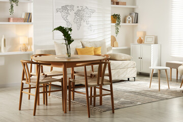 Beautiful furniture and decor in cozy living room. Interior design