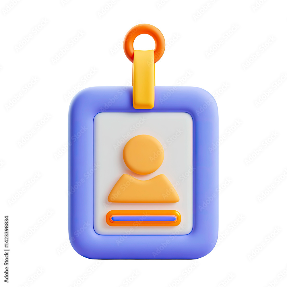 Poster 3d render of a colorful square id badge with profile icon